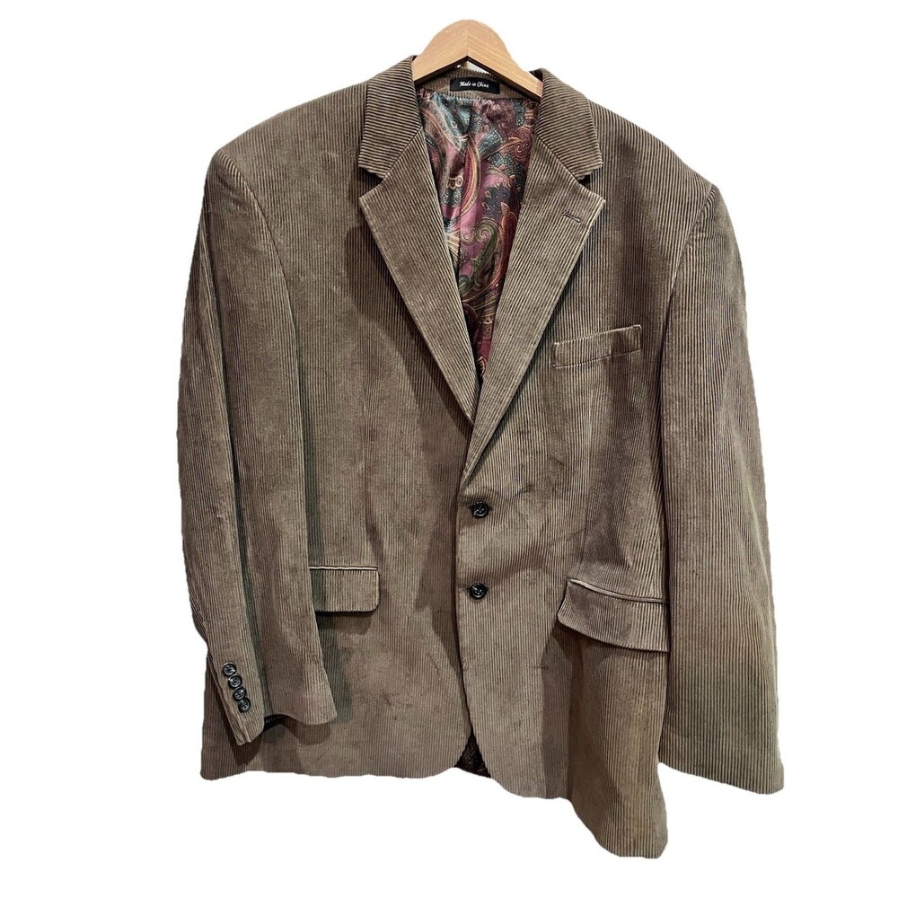 Ralph Lauren Mens Tan Corduroy Sport Coat Jacket Blazer 100% Cotton Sz 46 R